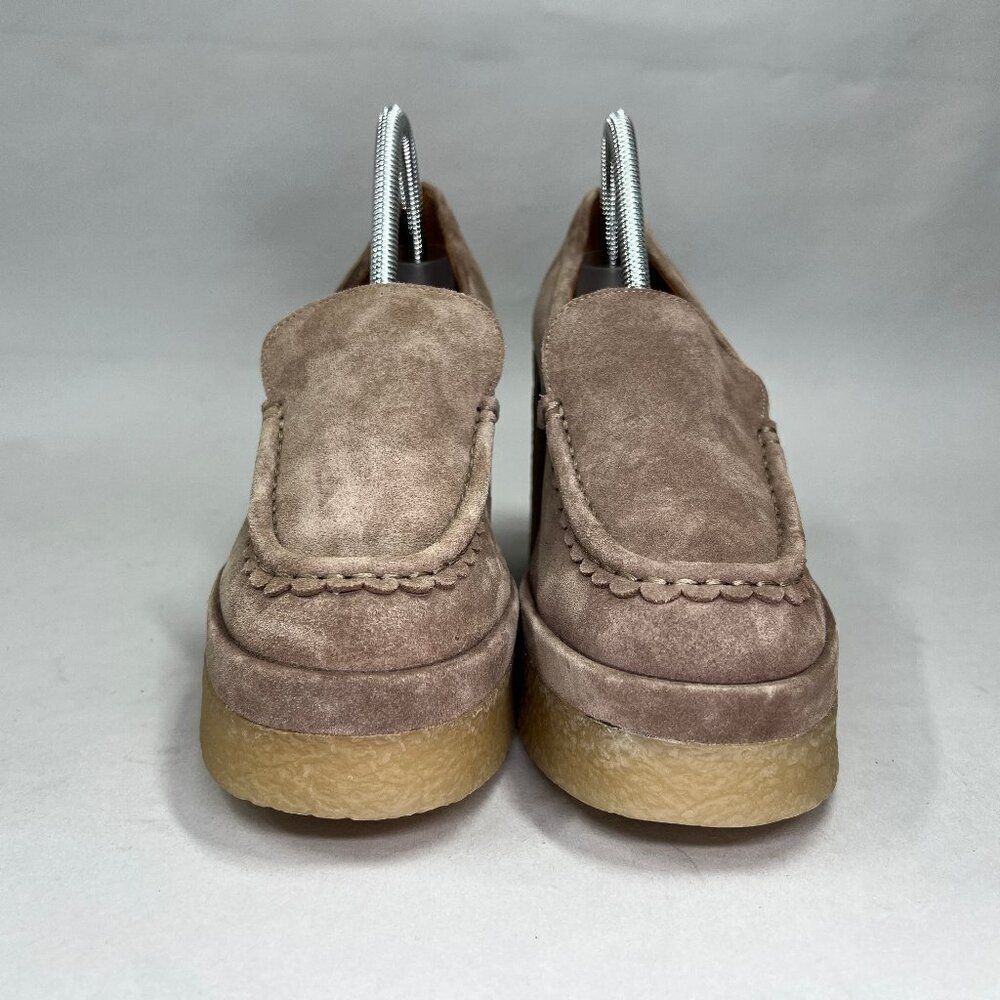 Marc Fisher Lina Platform Heels Women's Size 8.5 Beige Suede Leather Loafers - Picture 2 of 14